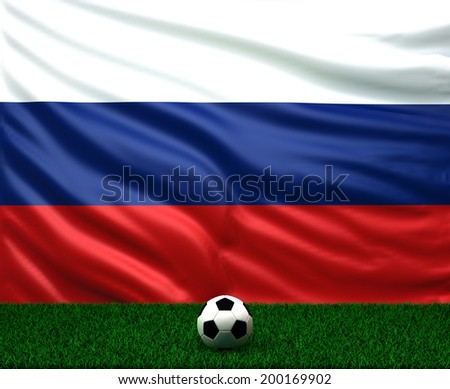 soccer ball with the flag of Russia