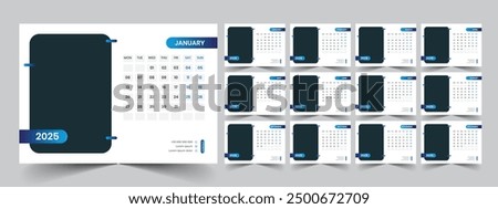 Calendar 2025 planner corporate template design set. Week starts on Monday. template for annual calendar 2025