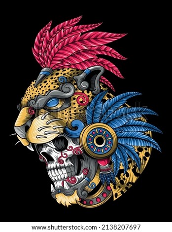 jaguar aztec skull warrior design
