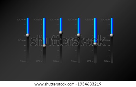 Mobile Audio device Volume control sliders on panels Graphic Element EQ with speaker symbols