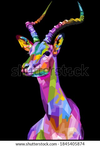 colorful impala on geometric pop art style. vector illustration.