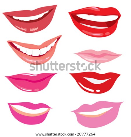 Set Of Smiling Lips Stock Vector Illustration 20977264 : Shutterstock