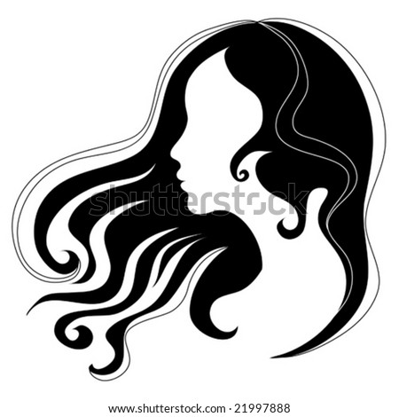 Silhouette Of A Girl With Long Beautiful Hair Stock Vector Illustration ...