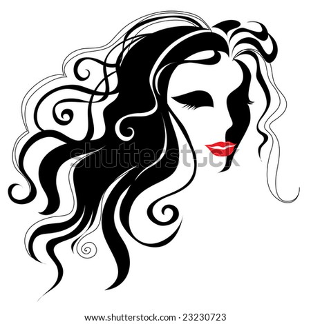 Raster Silhouette Of A Girl With Long Beautiful Hair Stock Photo ...