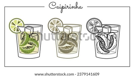 Alcohol drinks line art illustration. Vector illustration cocktail