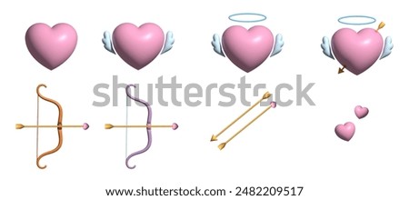 Heart, Cupid arrow, hearts 3d, Love, romance 