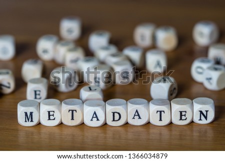 wooden cubes described with metadata Stock foto © 
