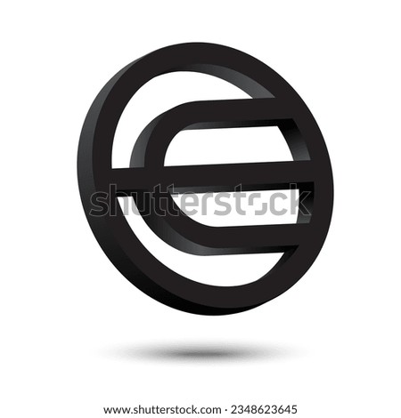 Worldcoin, WLD crypto currency 3D logo vector illustration design with shadow isolated on white background .Worldcoin Token (WLD) icon banner 3D design concept for website.