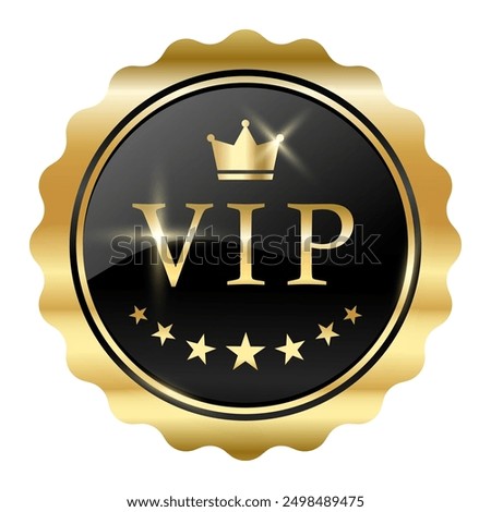 VIP label, Gold Exclusive luxury banners or premium VIP Member Club sticker with crown icon,Black and Gold vector Button glossy.VIP sign and tag with shiny and glitter on golden badges ready for print