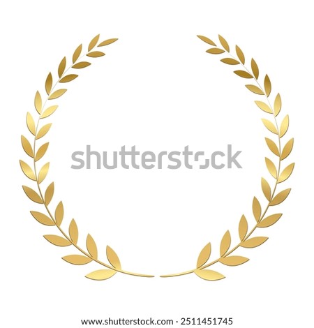 Gold laurel wreath, Golden circular laurel olive branches greek wreath vector illustration, A winner award of olive,stars of victory symbol, achievement heraldry symbol isolated on white background