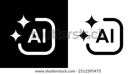 AI Generate logo, Artificial Intelligence Black and White icon modern minimal vector design , for your futuristic website or application image generator with AI