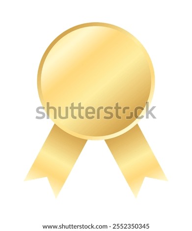 Golden label sticker, Gold round and ribbons circle badge icons for Premium quality product ,Best Choice ,sport winner ,Realistic Golden vector design shiny isolated on white background