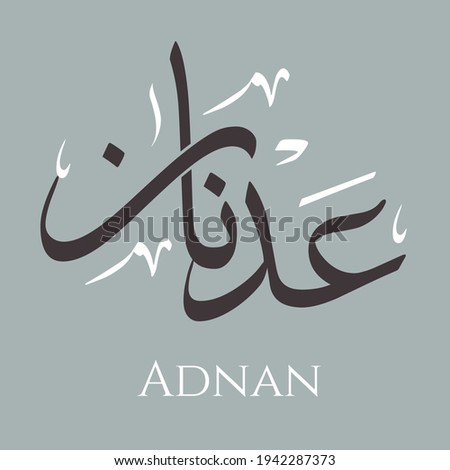 Creative Arabic Calligraphy. (Adnan) In Arabic name means settler. Logo vector illustration.