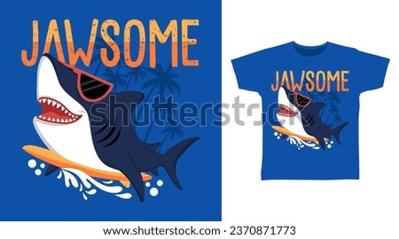Surfing Shark tshirt art fashion design.