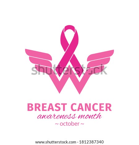 Wonder Women Cancer Survivor. Breast cancer awareness design with Pink ribbon. Pink ribbon logo for awareness campaigns, support and charity. Vector flat design isolated on white background