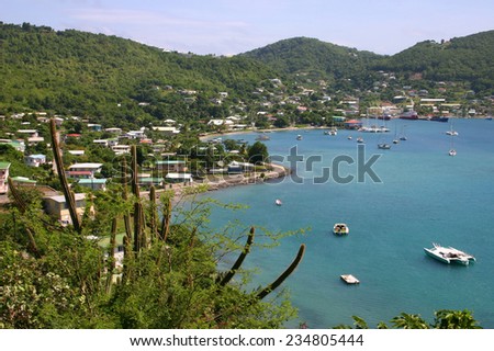 View looking down over the town of Port Elizabeth, Bequia