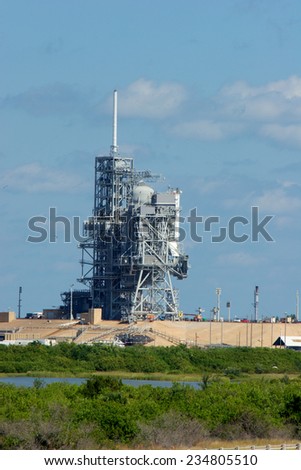 CAPE CANAVERAL, FLORIDA - NOVEMBER 2006: Launch Pad LC39A awaiting the arrival of the Space Shuttle at Kennedy Space Center - Cape Canaveral  Florida, USA
