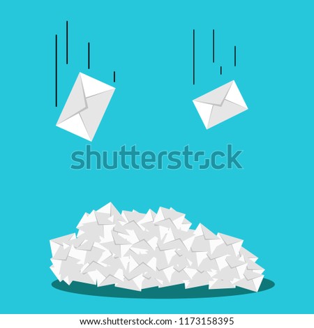 Email spam. Lot of emails in inbox vector, spamming email concept.  