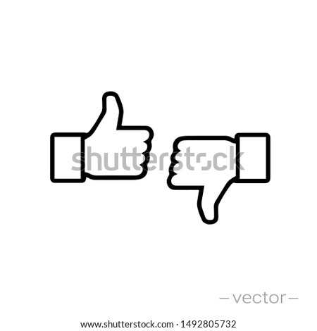 	
Thumbs up and thumbs down. Vector illustration line icon.