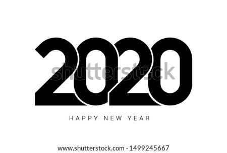 Happy New Year 2020 logo text design. Cover of business diary for 2020 with wishes. Brochure design template, card, banner. Vector illustration. Isolated on white background.