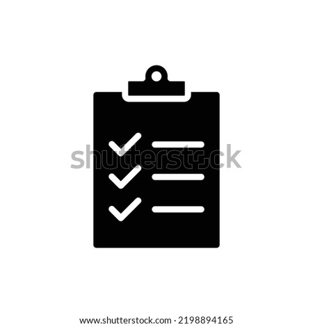 Clipboard checklist icon. Simple solid style. Document with checkmark, business agreement concept. Glyph vector illustration isolated on white background. EPS 10.