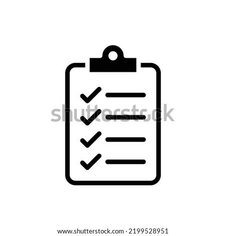 Clipboard checklist icon. Simple flat style. Document with checkmark, business agreement concept. Vector illustration isolated on white background. EPS 10.