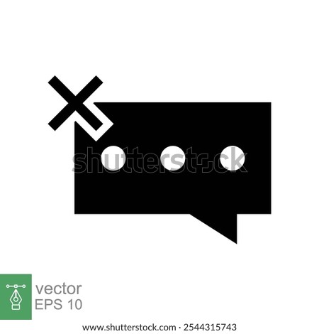 Cancel comment icon. Simple flat style. Remove, delete chat box, speech bubble with cross symbol, communication concept. Vector illustration isolated on white background. EPS 10.