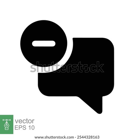 Cancel comment icon. Simple flat style. Remove, delete chat box, speech bubble with cross symbol, communication concept. Vector illustration isolated on white background. EPS 10.