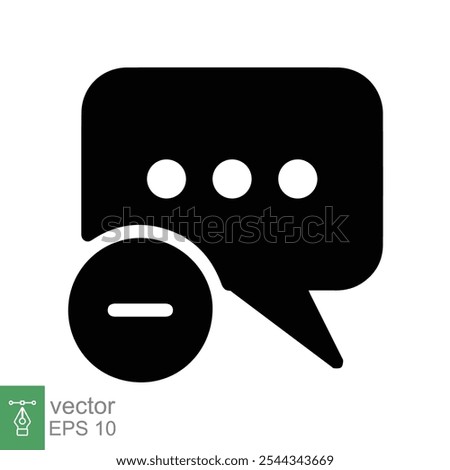 Cancel comment icon. Simple flat style. Remove, delete chat box, speech bubble with cross symbol, communication concept. Vector illustration isolated on white background. EPS 10.