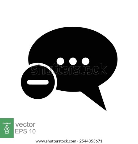 Cancel comment icon. Simple flat style. Remove, delete chat box, speech bubble with cross symbol, communication concept. Vector illustration isolated on white background. EPS 10.