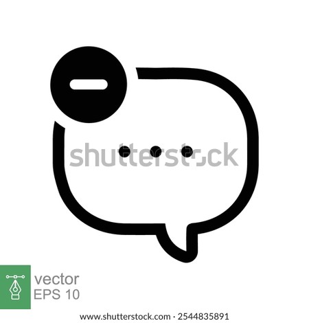 Cancel comment icon. Simple flat style. Remove, delete chat box, speech bubble with cross symbol, communication concept. Vector illustration isolated on white background. EPS 10.