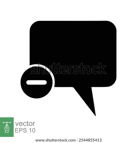 Cancel comment icon. Simple flat style. Remove, delete chat box, speech bubble with cross symbol, communication concept. Vector illustration isolated on white background. EPS 10.