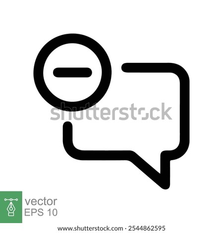 Cancel comment icon. Simple flat style. Remove, delete chat box, speech bubble with cross symbol, communication concept. Vector illustration isolated on white background. EPS 10.