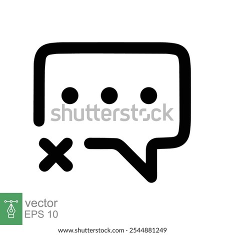 Cancel comment icon. Simple flat style. Remove, delete chat box, speech bubble with cross symbol, communication concept. Vector illustration isolated on white background. EPS 10.