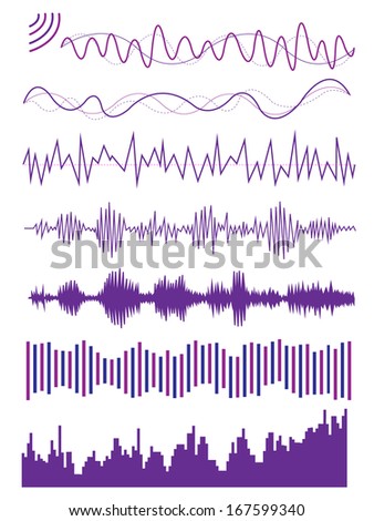 Multiple graphic illustration of sound wave/ audio visualize