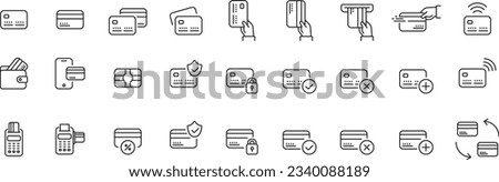 Credit Card Line Icon set symbol line pictogram vector minimal flat graphic design E-commerce payment