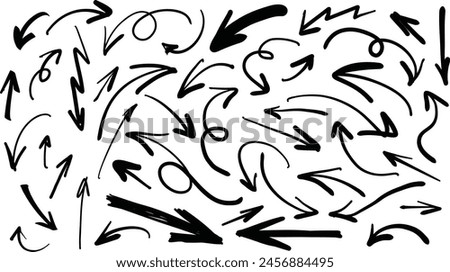 arrow doodles sketch scribble hand drawn handmade pencil pen marker set vector graphic design illustration decorative art for business infographic journal pointing line outline shape 
