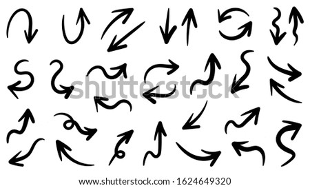 Hand drawn doodle vector collection with highlight text, arrow, firework, swirl, tail, flower, heart, graffiti crown, heart, love, speech bubble, star, cute sign for valentine and cute design element.