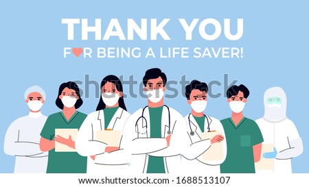 Thank you doctor and Nurses and medical personnel team for fighting the coronavirus. vector illustration 商業照片 © 
