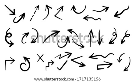 Hand drawn arrow mark icons vector	