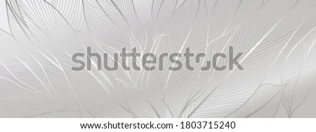 Silver leaf botanical modern art deco wallpaper background vector. Line arts background design for interior design, vector arts, fashion textile patterns, textures, posters, wrappers, gifts etc.