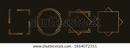 Golden geometric frames vector. Luxury Geometrical polyhedron, Art deco style for wedding invitation and VIP frame decoration.