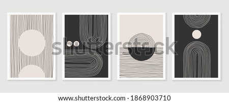 
Abstract wall arts vector collection.  Black and white organic shape Art design for poster, print, cover, wallpaper, Minimal and  natural wall art. Vector illustration.