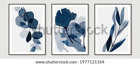 Abstract art tropical leaves background vector. wall art design with watercolor art texture from floral and palm leaves, Jungle leaves, flower, x-ray botanical leaves design  Vector illustration.
