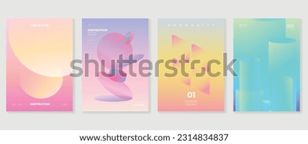 Gradient banner design background. Abstract gradient graphic with pastel, 3d, geometric shape, prism. Futuristic business cards collection illustration for flyer, brochure, invitation, social media.