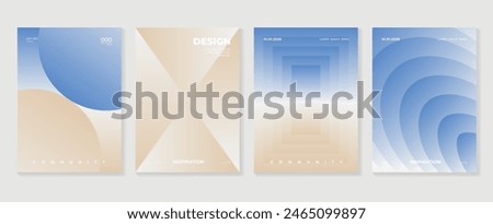 Abstract gradient poster background vector set. Minimalist style cover template with vibrant perspective 3d geometric prism shapes collection. Ideal design for social media, cover, banner, flyer.