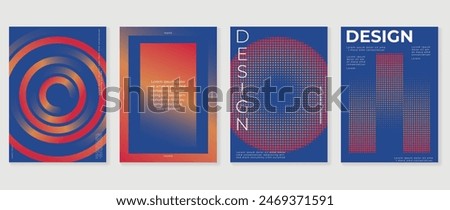 Abstract gradient poster background vector set. Minimalist style cover template with vibrant perspective 3d geometric prism shapes collection. Ideal design for social media, cover, banner, flyer.