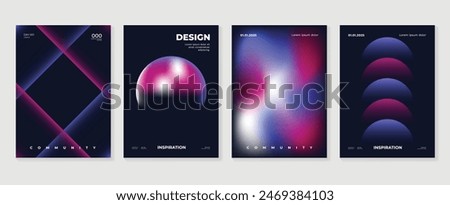 Modern gradient poster background vector set. Minimalist style cover template with vibrant perspective 3d geometric prism shapes collection. Ideal design for social media, cover, banner, flyer.