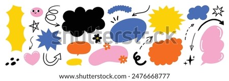 Cute hand drawn speech bubble vector set.