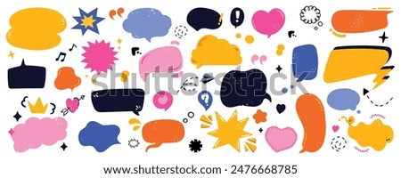 Cute hand drawn speech bubble vector set.